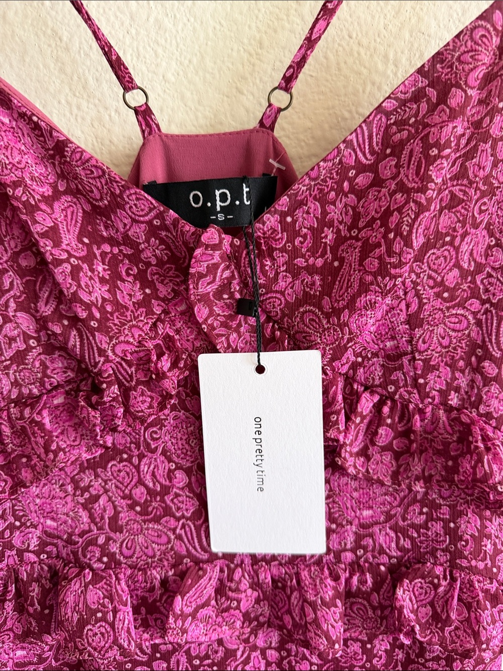 o.p.t. Magenta Lace-Print Ruffle Slip - Picture 3 of 4